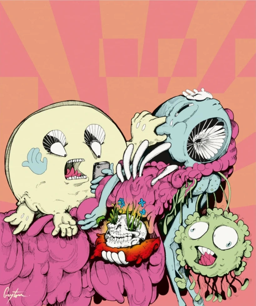 Three Figures at the Base of the Internet - Museum Quality Matte Paper Poster 25x25 cm / 10x10″