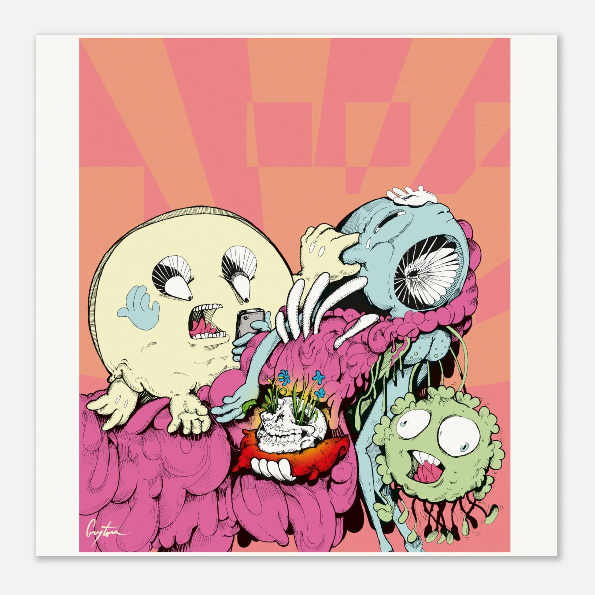 Three Figures at the Base of the Internet - Museum Quality Matte Paper Poster 25x25 cm / 10x10″ Print Material CreatorCollective