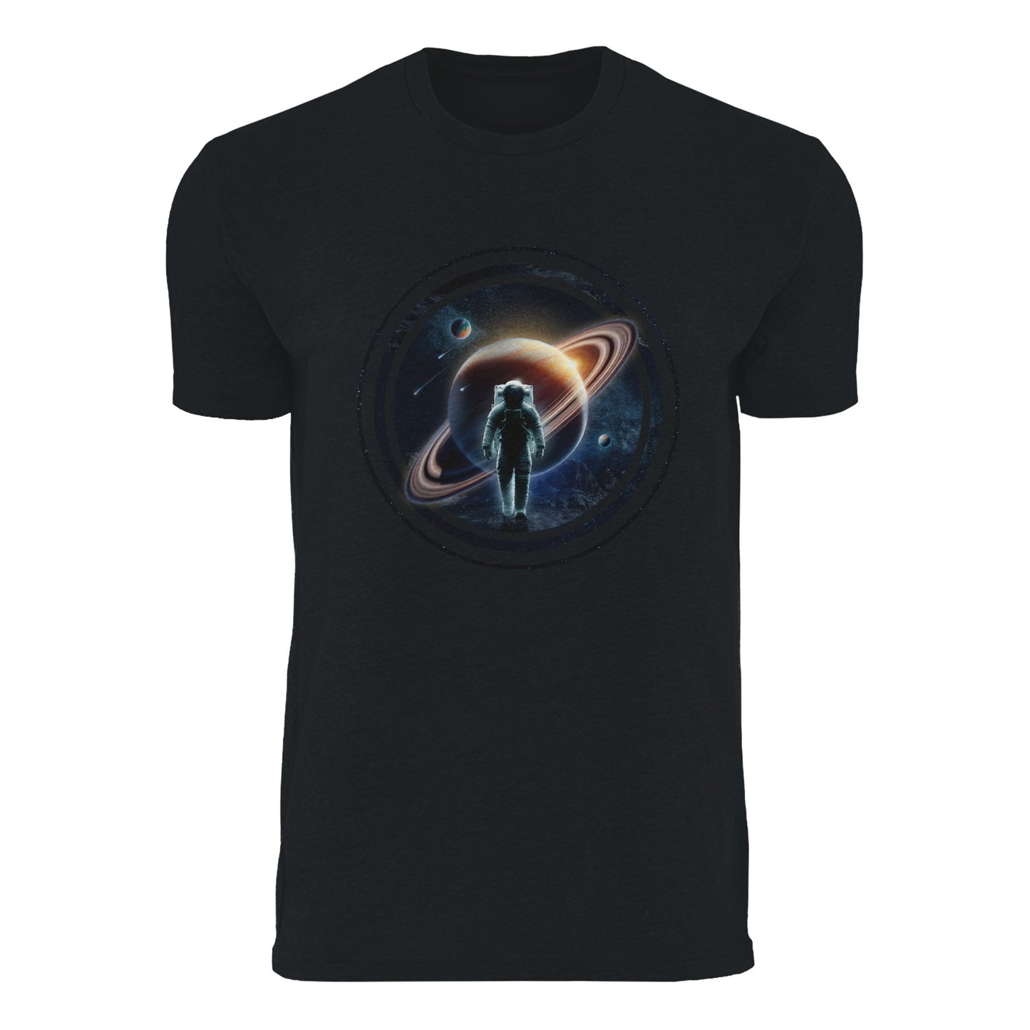 Celestial Wanderer - Unisex Heavyweight Crewneck T-Shirt Print Material CreatorCollective S Black