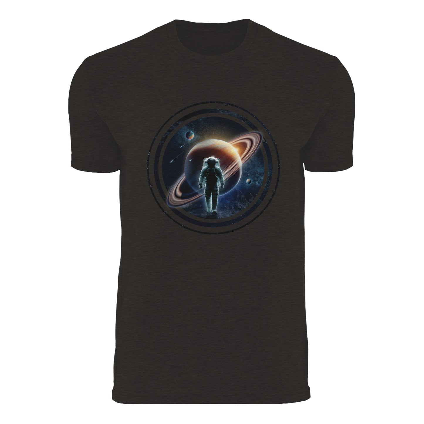 Celestial Wanderer - Unisex Heavyweight Crewneck T-Shirt Print Material CreatorCollective S heather black