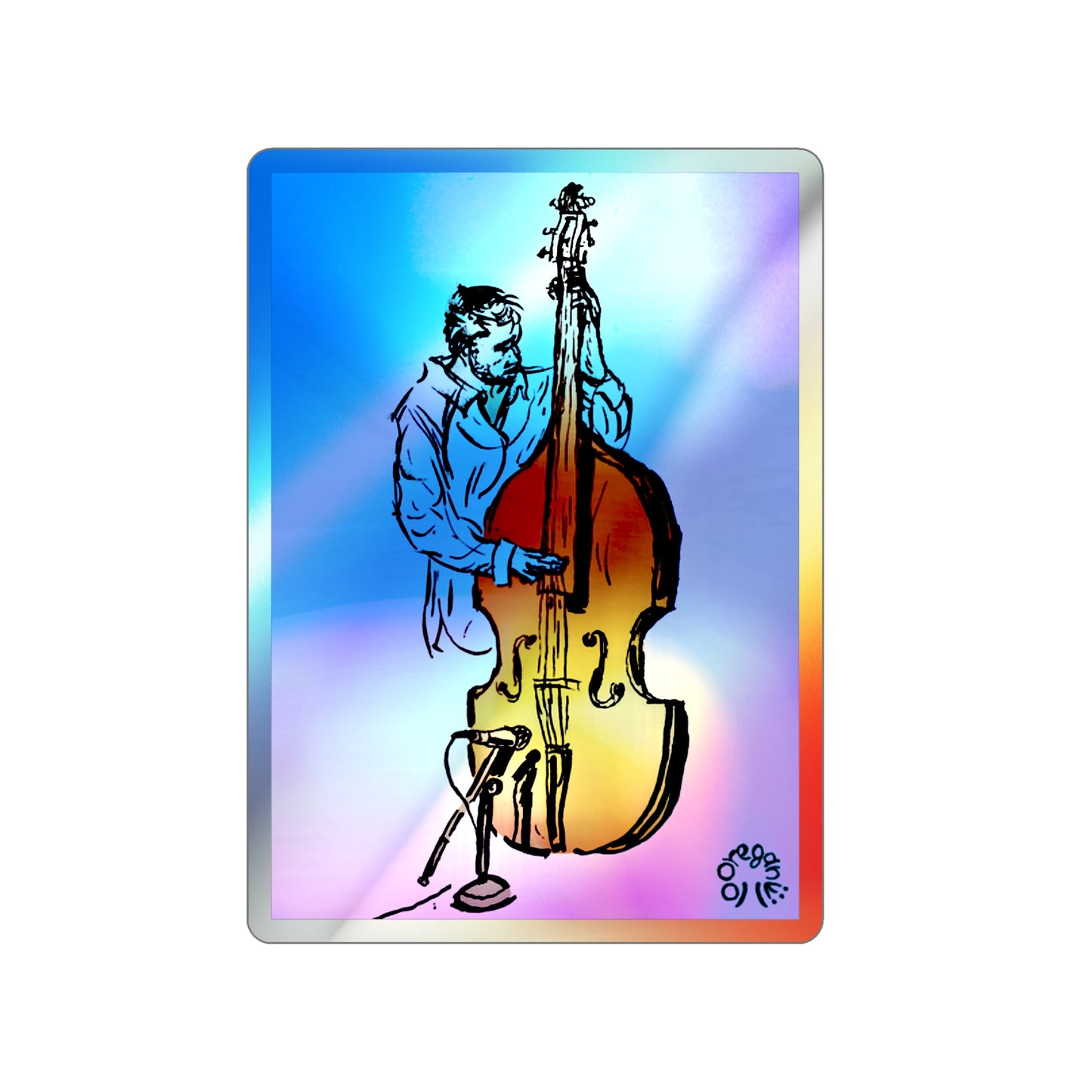 Double Bass in Blue - Holographic Die-cut Stickers