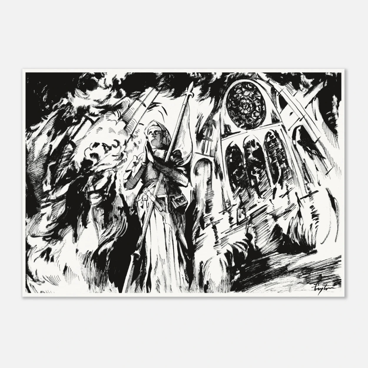 Notre Dame Burning - Museum-Quality Matte Paper Poster A4 21x29.7 cm / 8x12″ Print Material CreatorCollective